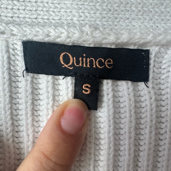 Quince Organic Cotton Ribbed Open Cardigan Cream Minimalist Cozy Scandi Chic - Picture 4 of 6